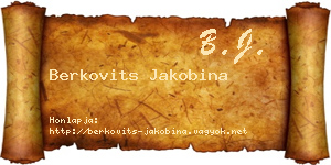 Berkovits Jakobina névjegykártya